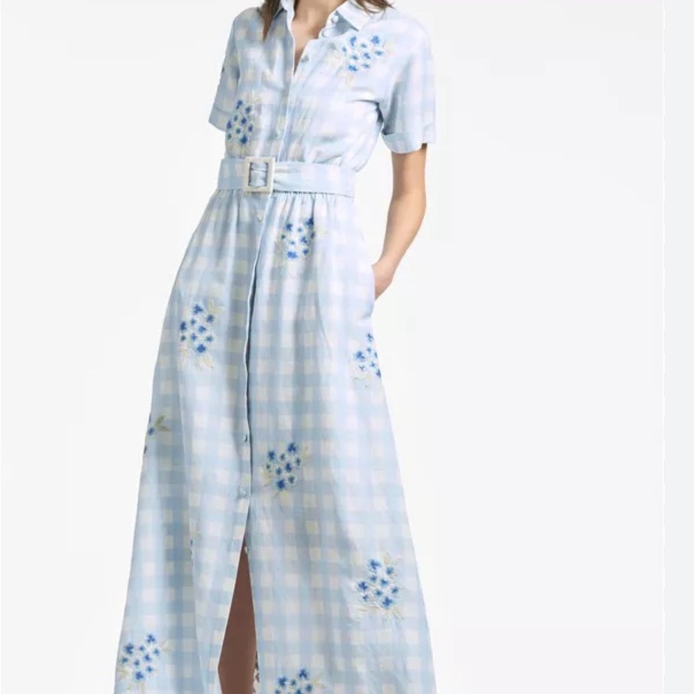 Blue Checkered Maxi Dress